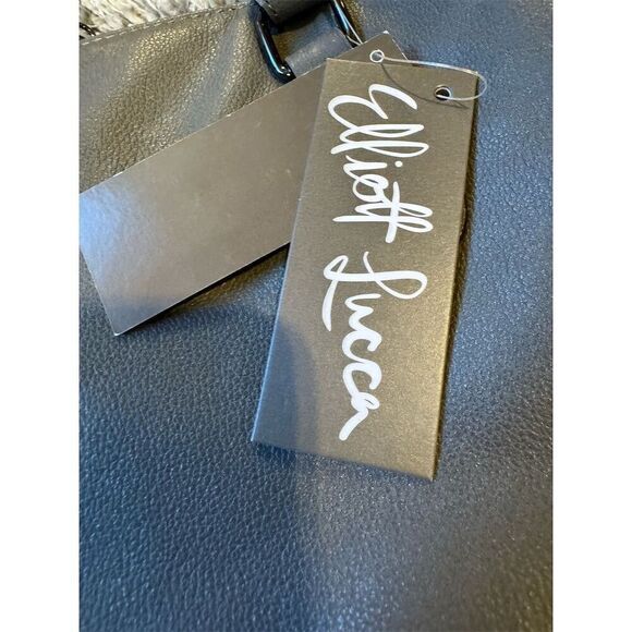 Elliott Lucca Genevieve Satchel Bag Slate Leather Double Zipper Braided Handles - Picture 10 of 16